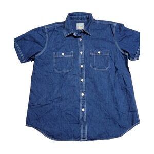 Vintage St.John's Bay Denim Metal Button-Up Chambray Flannel Shirt Women's 20W